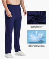 Pantaloni de pijama lejeri pentru bărbați din modal moale cu buzunare, set 2 bucăți – Negru/Bleumarin XXL