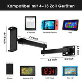 Suport de perete reglabil și retractabil pentru tabletă 4-13 inch RUIFUO rotire 360° – Negru