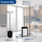 Freestanding Toilet Roll Holder with Brush Stainless Steel Storage Stand – Black