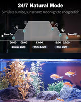 Pawfly 20 cm Aquarium Lighting LED Lighting with full spectrum Brilliant White Blue Red Green Lights LEDs with D/N mode effects Timer and adjustable brightness for freshwater aquariums