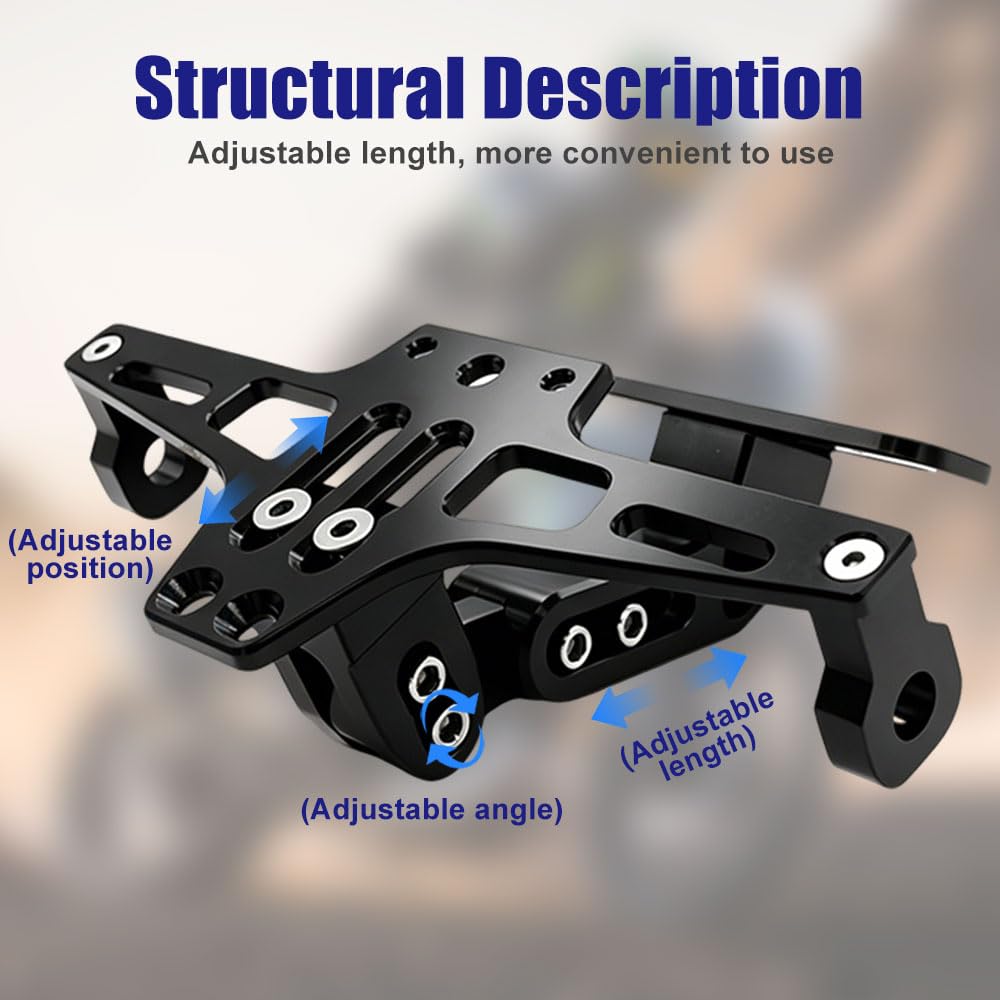 Motorcycle License Plate Holder Adjustable Bracket Universal Fit – Black