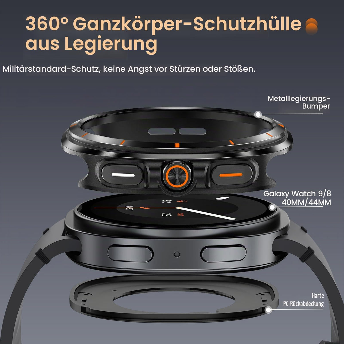 Samsung Galaxy Watch 44mm 3-in-1 Metal Protective Case