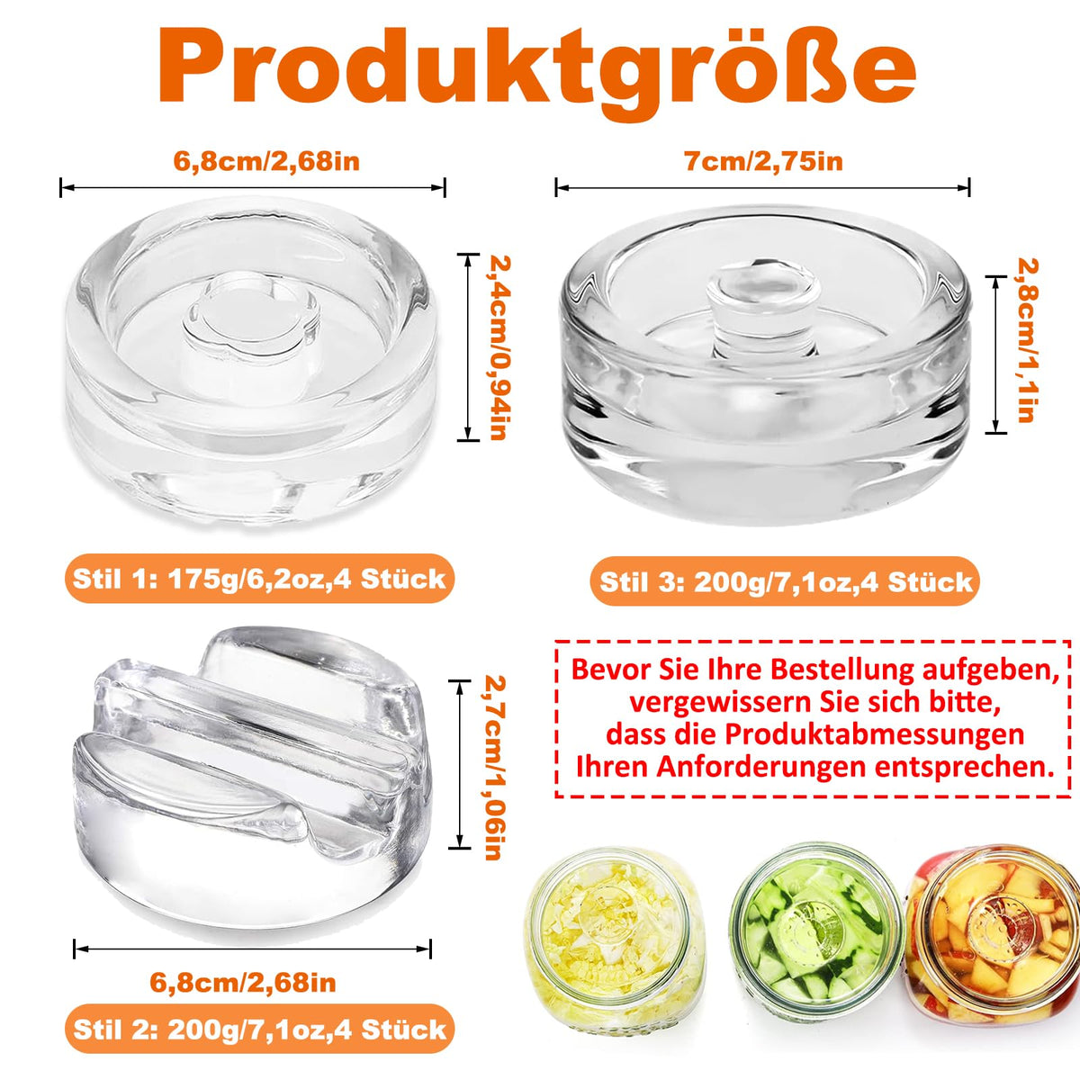 Fermentation Glass Weights for Jars Ø7cm Set of 4 Wide-Opening - Style 1