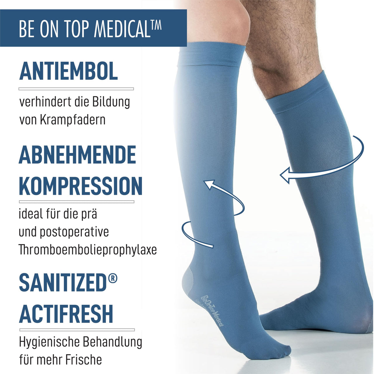 Ciorapi compresivi antitrombotici unisex BeOnTop 18-23 mmHg pentru zbor și varice