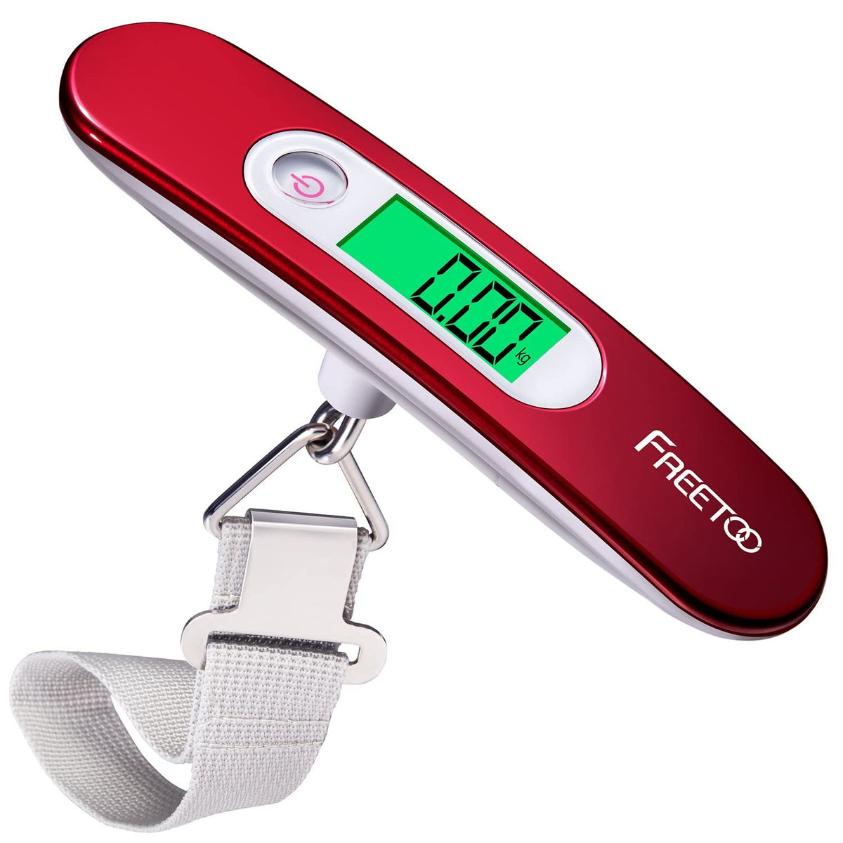 [Digital Luggage Scale] FREETOO Luggage Scale Portable Hanging Scale LCD Display with Backlight Tare Function Practical for Travel/Family Life up to 50KG (Red)