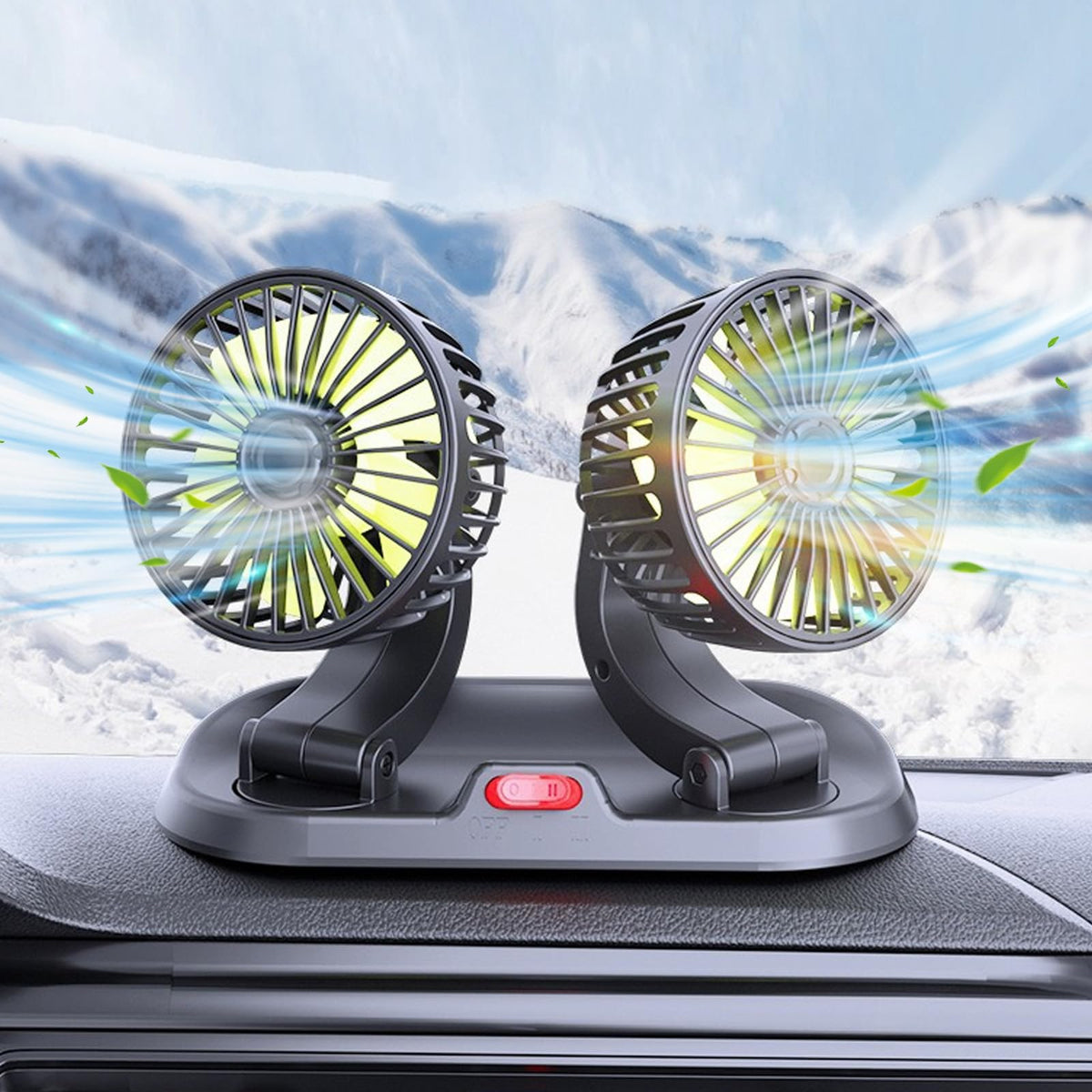 Ventilator auto dublu 12V rotativ 360° cu 3 trepte de viteză pentru mașină și camion