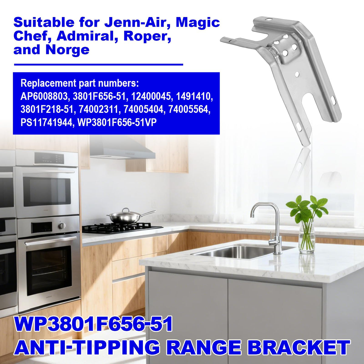 Cooker Anti-Tip Support Bracket Floor/Wall Mount – Fits Maytag/Kenmore/Whirlpool/KitchenAid