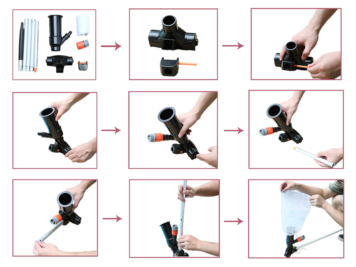 Above Ground Pool Vacuum Cleaner Manual, Pool Vacuum Cleaner for Garden Hose, Hydraulic Spa and Garden Pond Vacuum Cleaner, Inground Pool Vacuum Cleaner Bottom and Walls, Wall without Electricity (Nero)