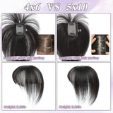 Hair Topper 360° 4x6in Real Human Hair Clip-In with Bangs Silk Base – 1B