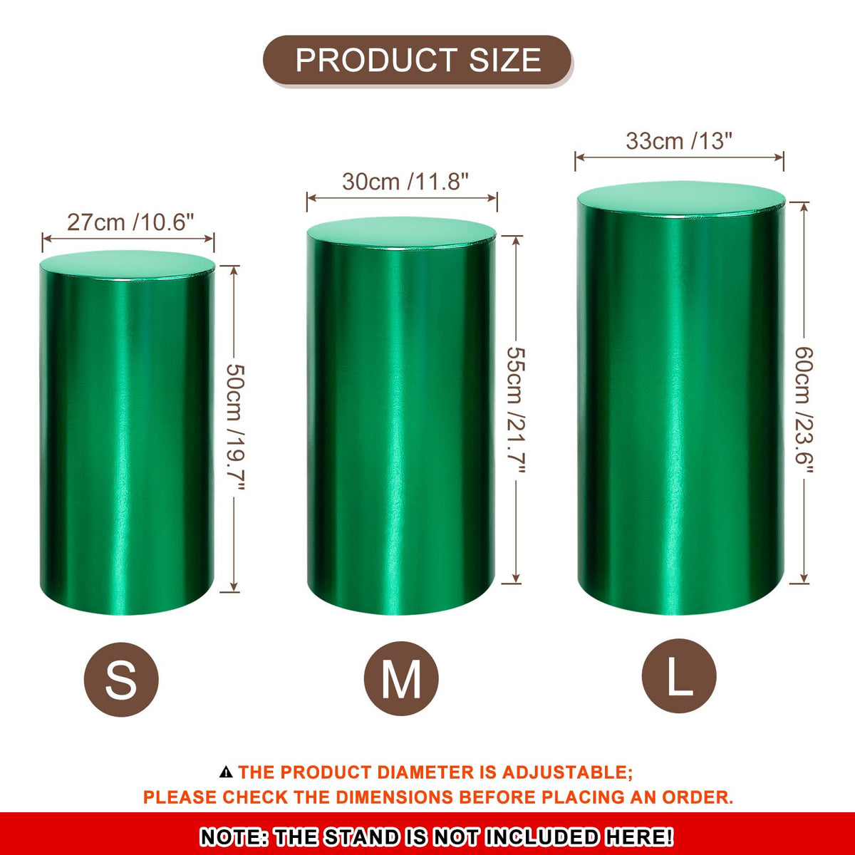 Cylinder Stand Covers 3-Pack Stretch Spandex Decorative – Green Small