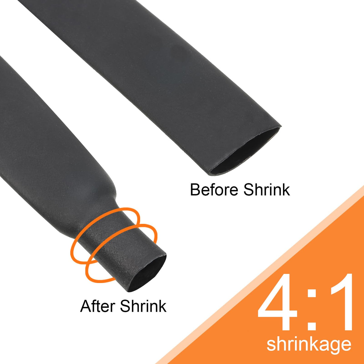 Heat Shrink Tubing 15m 12mm 4:1 Shrink Ratio Waterproof Insulating Tubing - Black