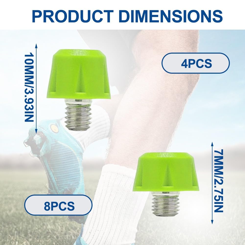 Crampoane filetate M5 antiderapante din nailon și metal pentru ghete de fotbal, set 12 buc – Verde Neon