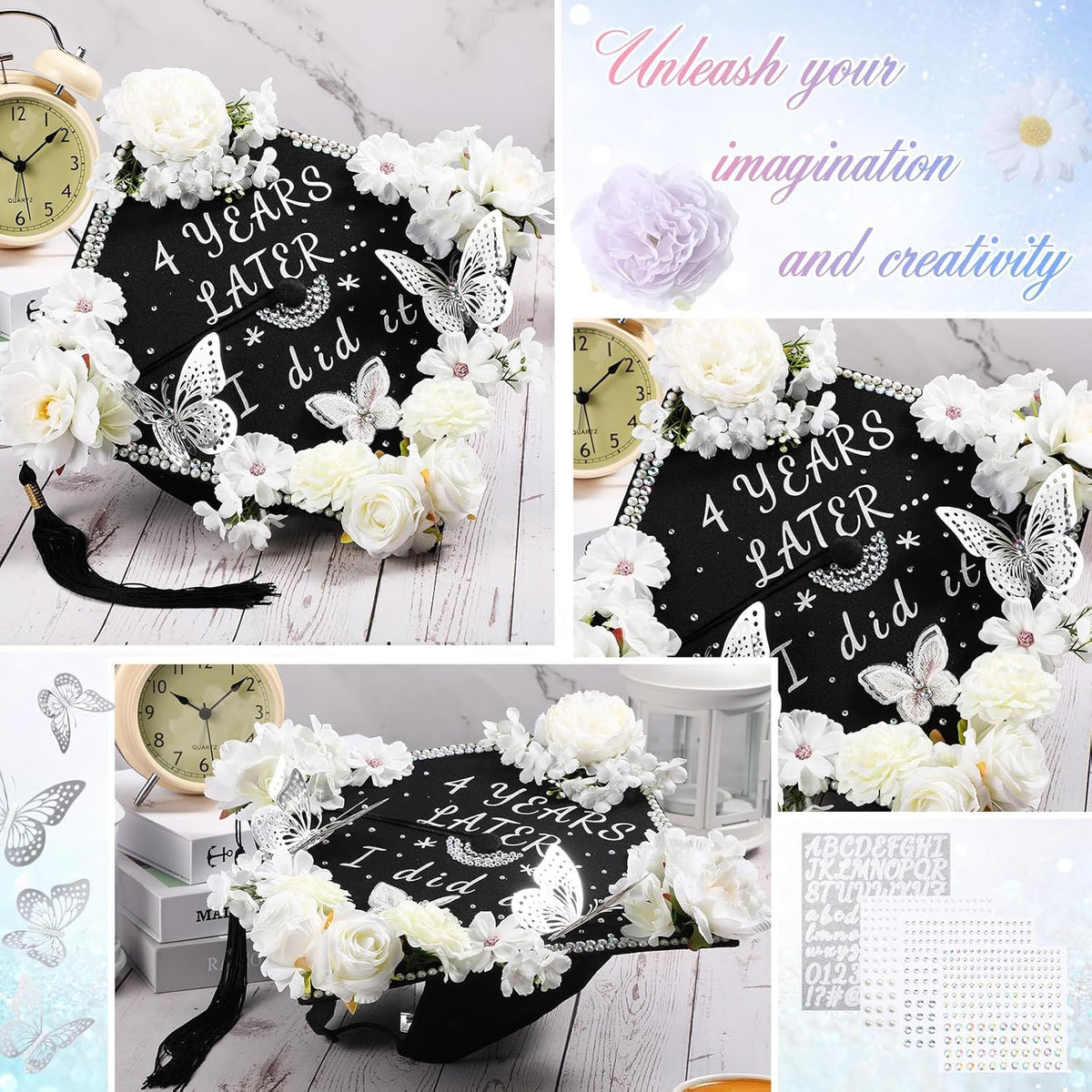 Graduation Cap Decoration DIY 2026 Tassel Cap Topper Party Supplies – Pink