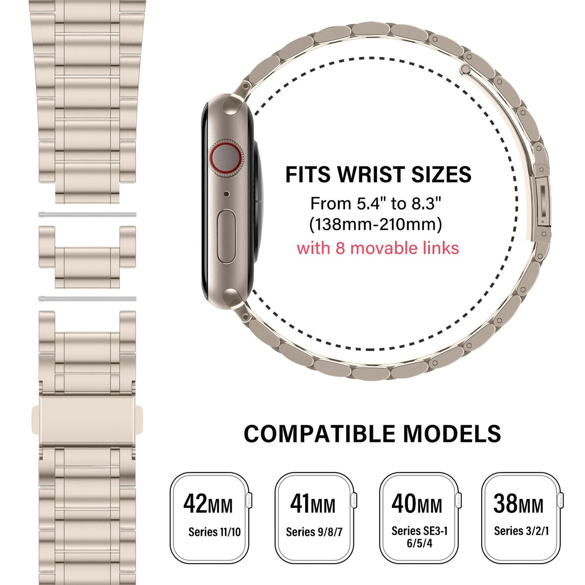 Dolstrap Stainless Steel Band for Apple Watch 42mm – Metal Replacement