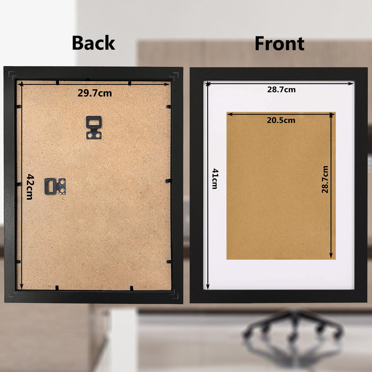 wyewye A3 Solid Wood Picture Frame 29.7x42cm, A3 Black Wooden Frames with Stand Suitable for A3/A4 Print Illustration Poster, with Plexiglass Window for Wall Mounting