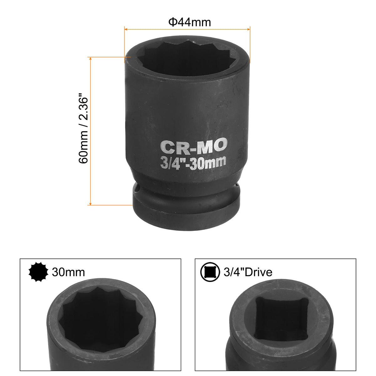 30mm 12-Point Impact Socket 3/4in Drive 2-Pack Heavy-Duty – 30mm