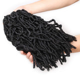 Extensii de păr sintetice împletite croșetate tip Nu Locs 30 cm – Negru