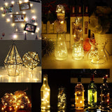 Solar Wine Bottle String Lights 1m 10 LEDs Cork Copper Wire – Warm White Pack of 6