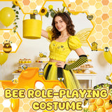 Adult Bee Costume 16-piece Set Striped Dress & Accessories – One Size