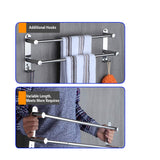 Suport prosop extensibil de perete din inox cu cârlige HONPHIER 49-90 cm – Crom