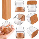 20 Pieces Square Chair Pads (Scope of Application 26-40 mm) Silicone Chair Pads, Transparent Chair Leg Protectors, Anti-Scratch Floor Protection