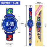 Children's Digital Watch Waterproof with Alarm & Stopwatch – Dinosaur Dark Blue