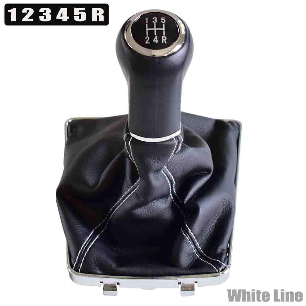 Gear Shift Knob with Leather Boot for Opel Astra III H 2004-2010 – White 5-speed
