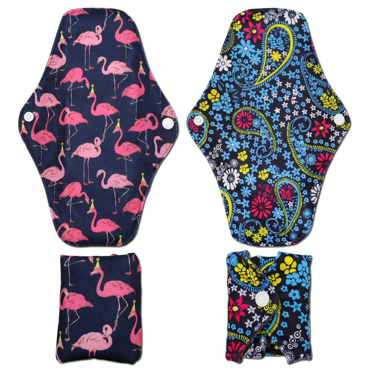 Reusable Sanitary Wipes Pads (7 in 1, 10 inch), Antibacterial Bamboo Panty Liners with Wet Bag, Heavy Flow Night Washable Fabric Menstrual Sanitary Towels