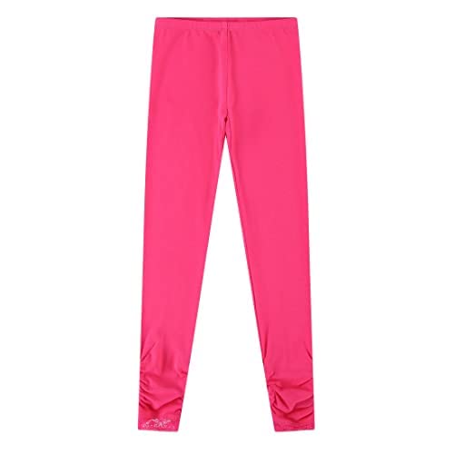 Girls' Knit Cotton Stretch Leggings Pack of 3 – Black Pink Blue 12