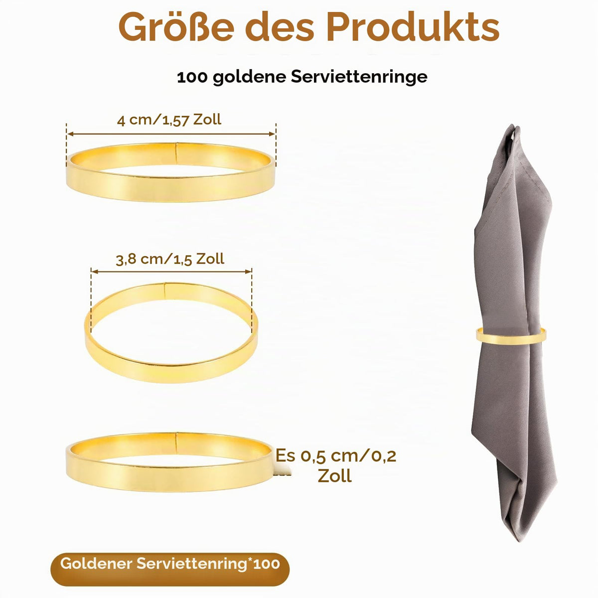 Metal Napkin Rings 100pc Elegant – Gold