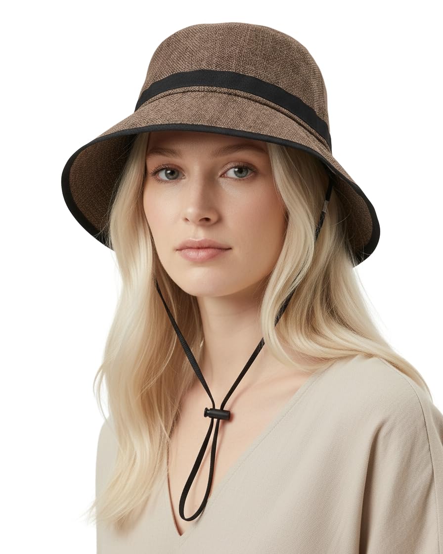 Bucket Hat UPF50+ Sun Protection Linen-Style Angler Hat for Large Head – L/XL/XXL