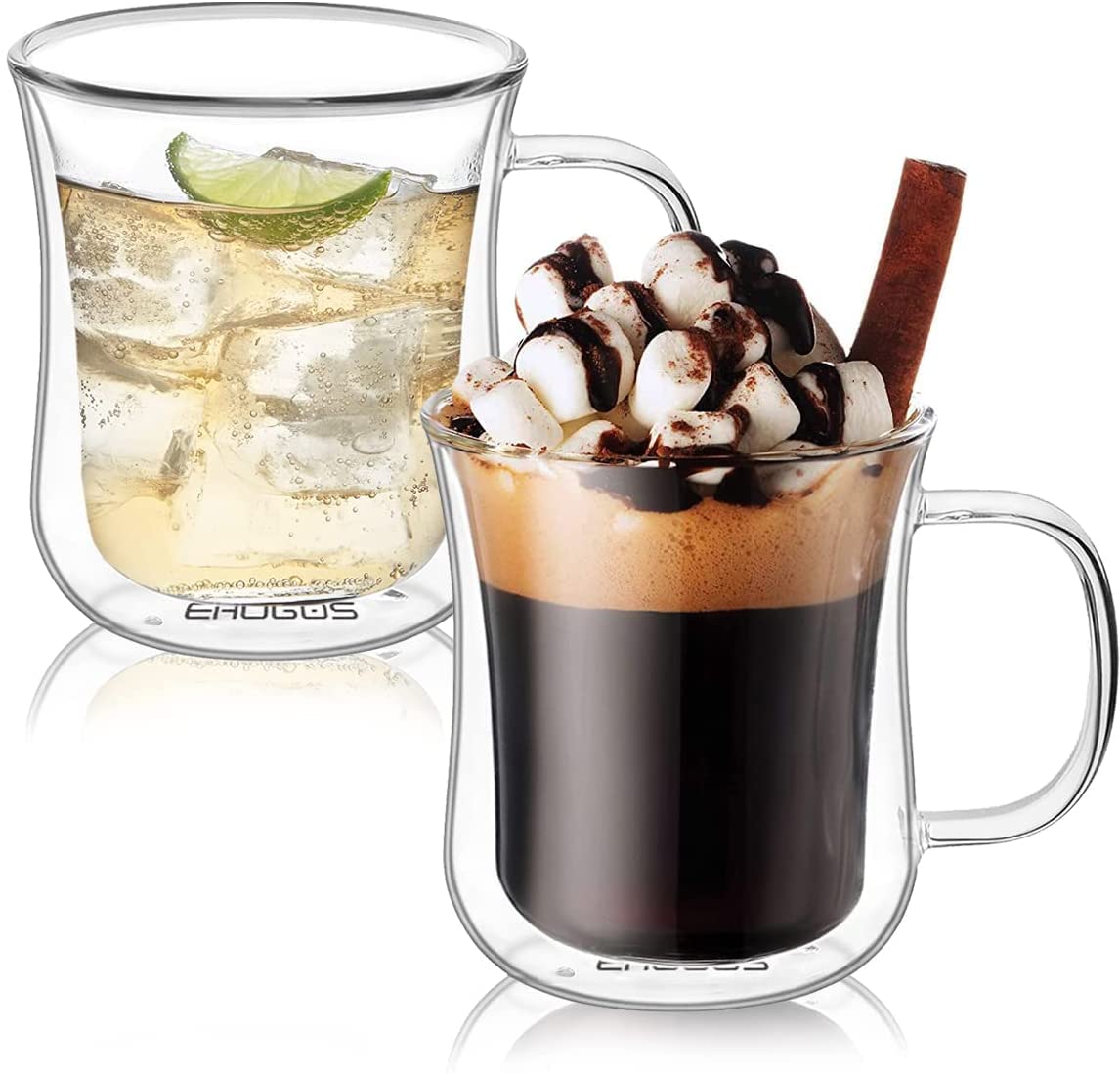 Double-Walled Latte Glasses Borosilicate with Handle - 350ml