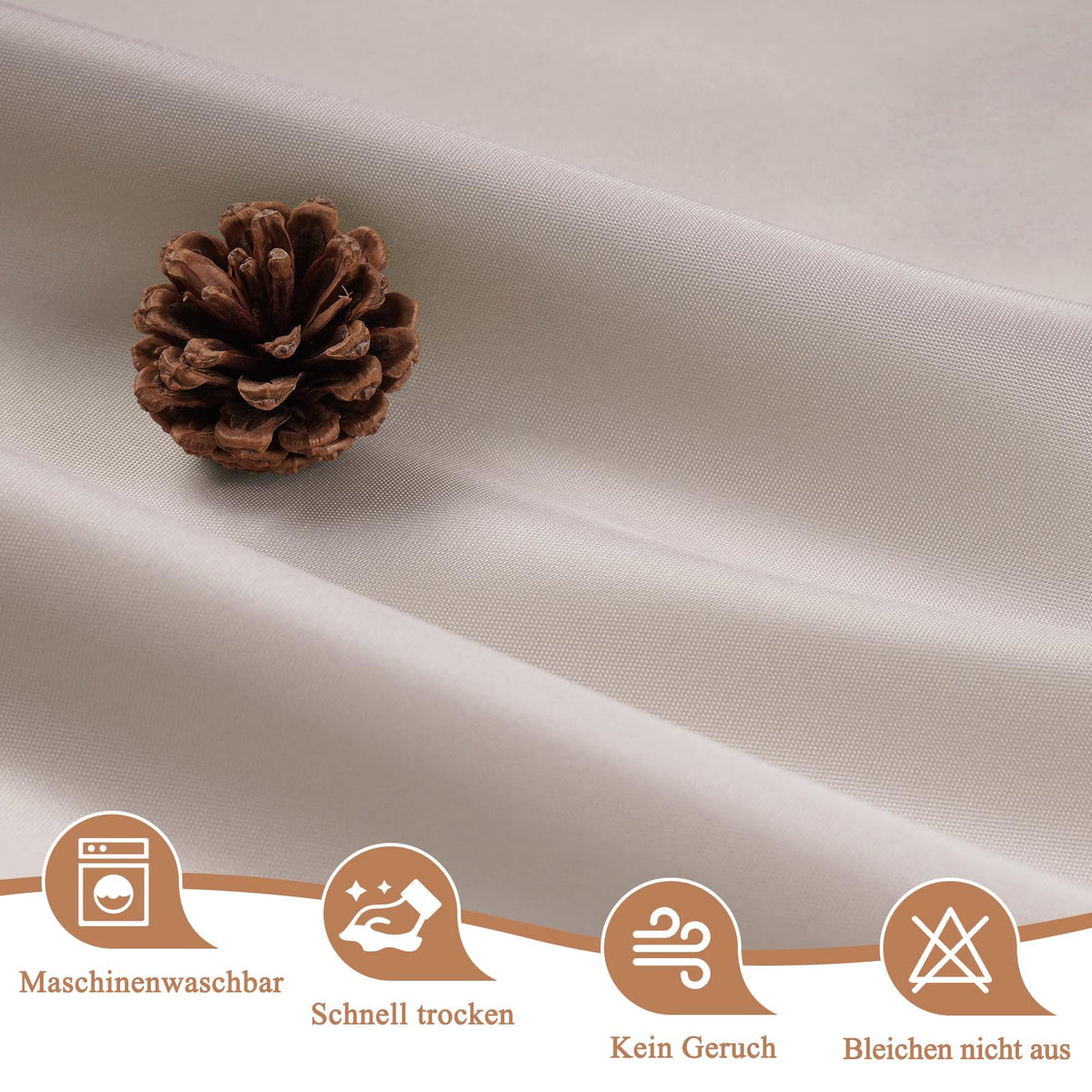 Extra-Length Shower Curtain Waterproof Anti-Mould Antibacterial 180 x 230 cm – Sand