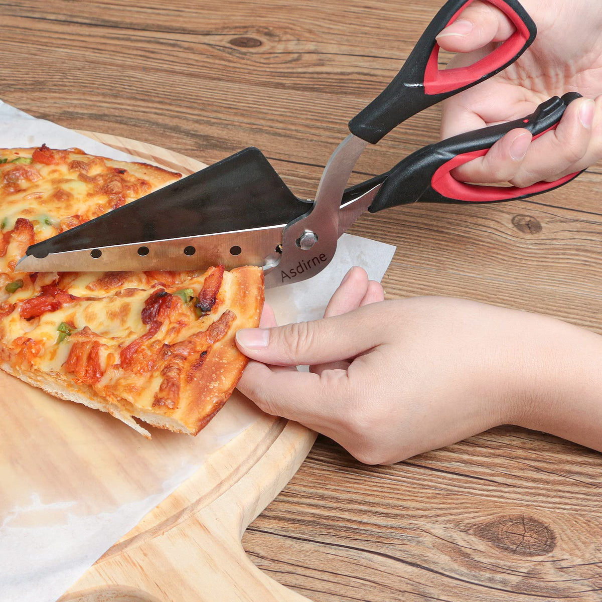 Foarfecă multifuncțională de tăiat pizza din inox alimentar cu mâner ergonomic Asdirne 27 cm
