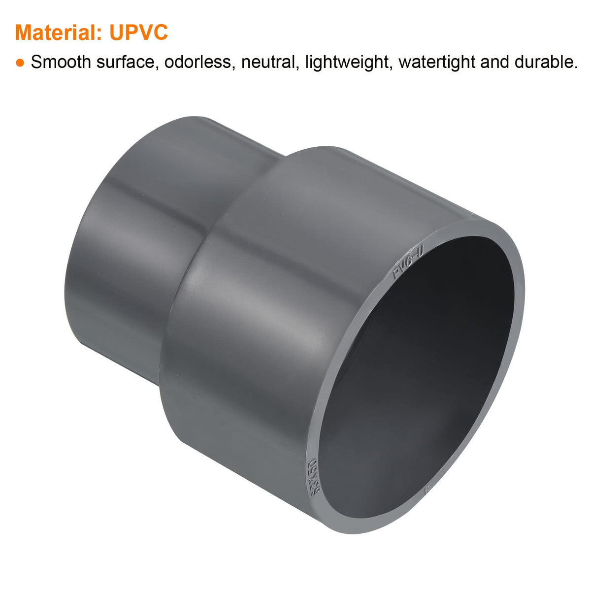 Mufă reductoare dreaptă din PVC 63x50 mm pentru instalații – Gri