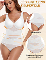 Body modelator sculptant damă decolteu în V aplatizare abdomen Yuson Girl – Alb L