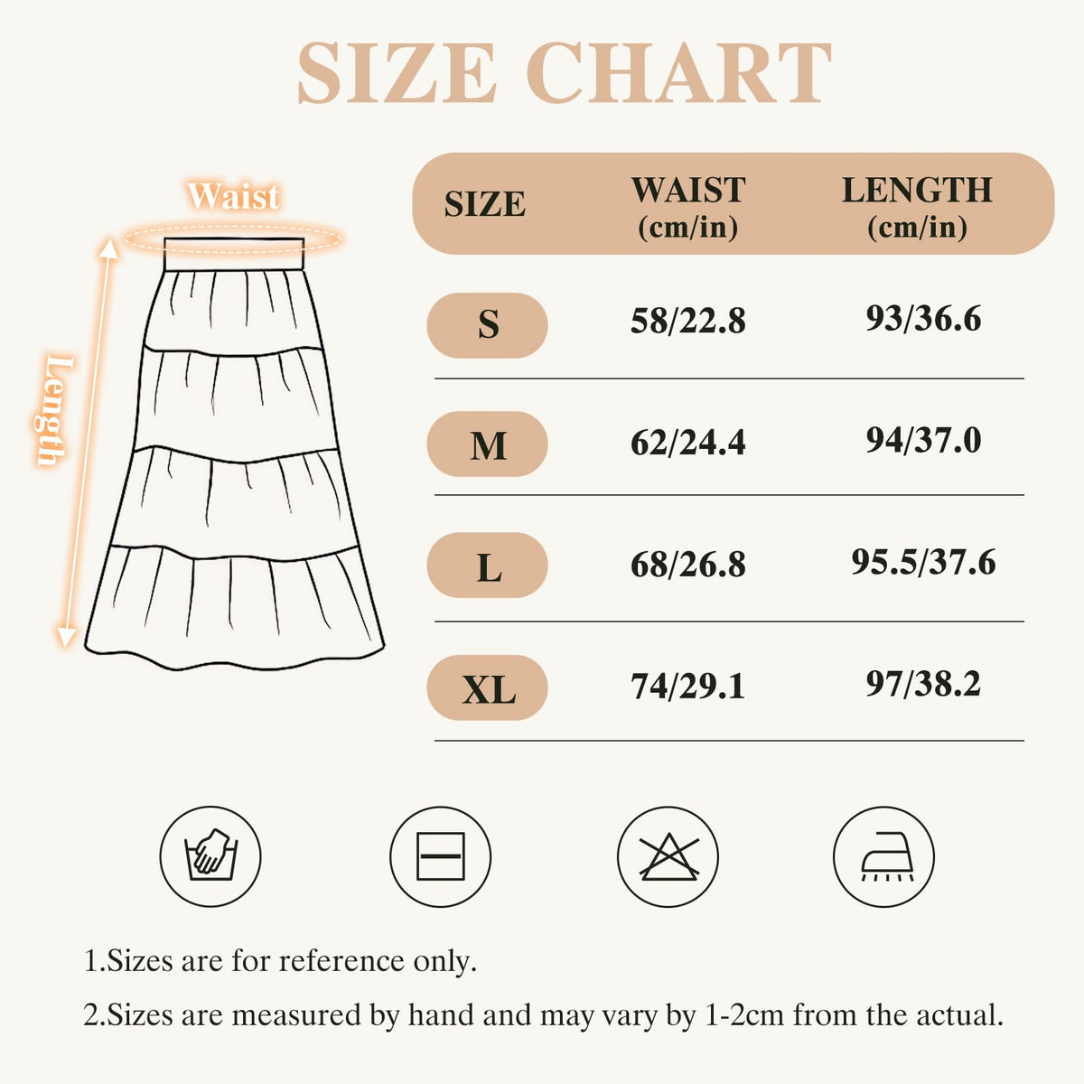 Women’s 2-in-1 Tiered Boho Lined Long Skirt