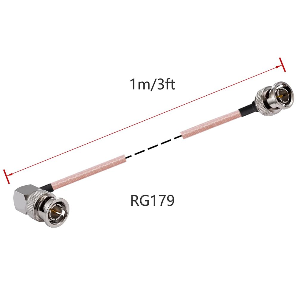 BNC Right Angle Coaxial Cable 75Ω RG179 HD-SDI – 3m (10ft)