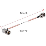 BNC Right Angle Coaxial Cable 75Ω RG179 HD-SDI – 3m (10ft)