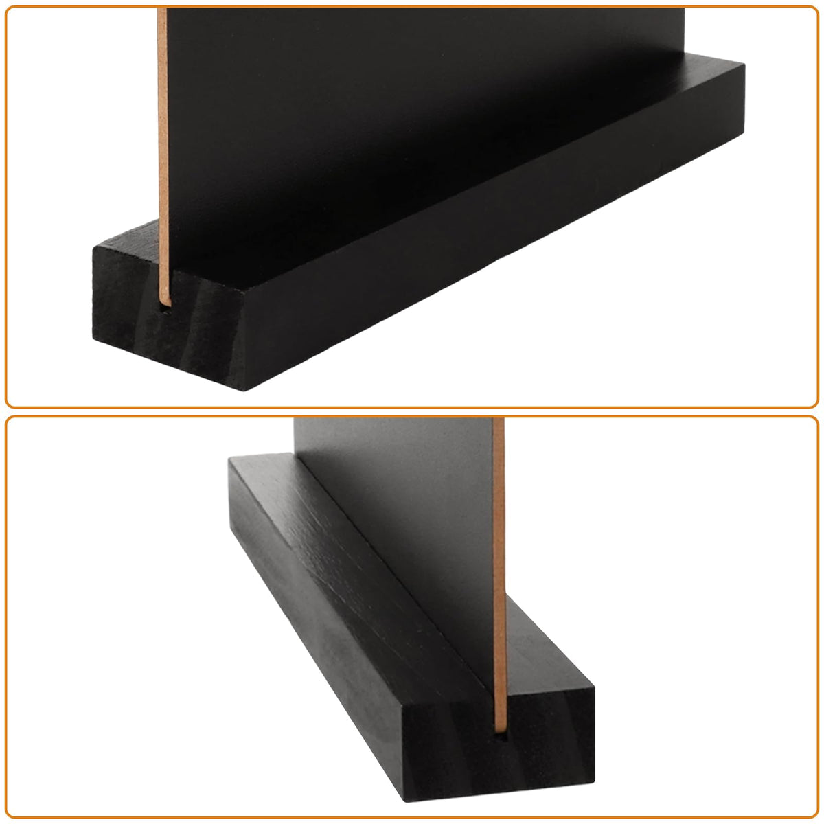 Chalkboard Table Stands Double-Sided Wooden Base 6 pcs A4 – Black 32x21cm