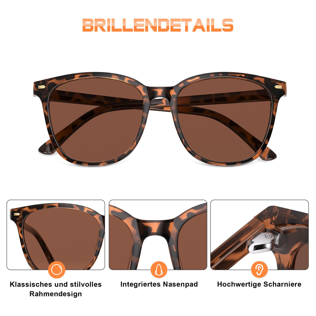 Ochelari de soare polarizați damă protecție UV400 stil retro – Negru