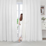 Perdele scurte transparente din voal cu inele BellaHills 145x140 cm, set 2 bucăți – Alb