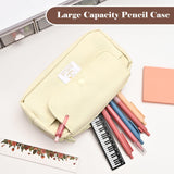 Large Waterproof Pencil Case Oxford Canvas 3-Compartment Multifunctional – Beige