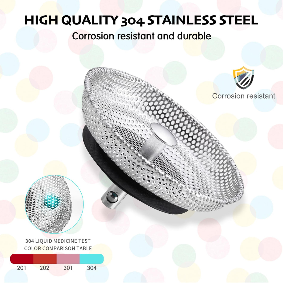 Kitchen Sink Strainer Basket Stainless Steel Drain Plug Anti‑Blocking – 80mm