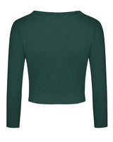 Cardigan bolero tricotat lejer damă mânecă 3/4 cu nasturi – Verde închis S