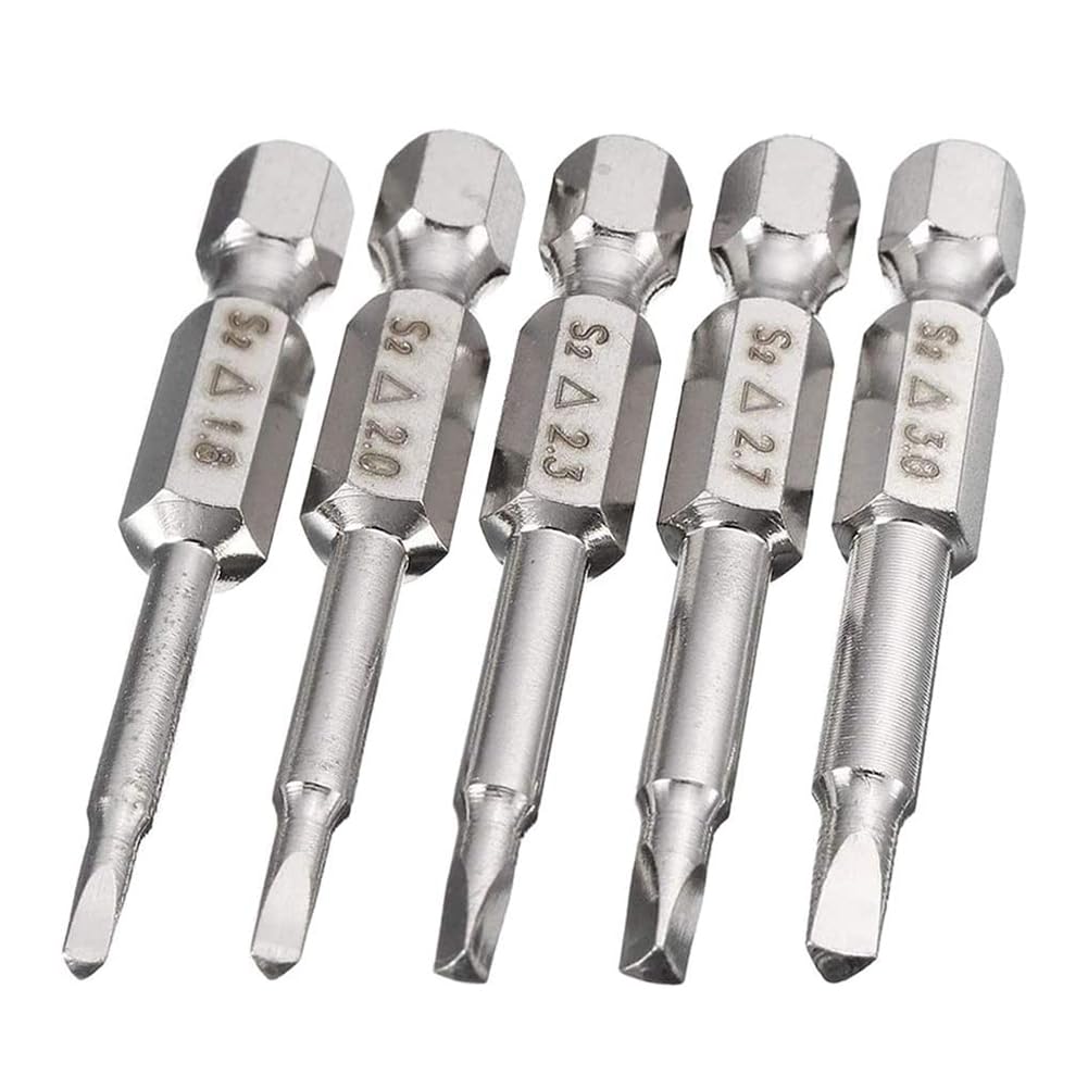 Set 5 biți triunghiulari magnetici din oțel S2 prindere hexagonală 1/4 inch lungime 50 mm