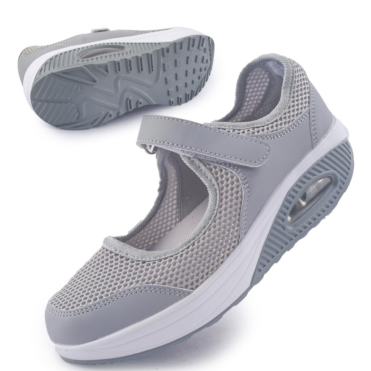Pantofi sport damă de mers pe jos cu pernă de aer, respirabili – Gri EU 42