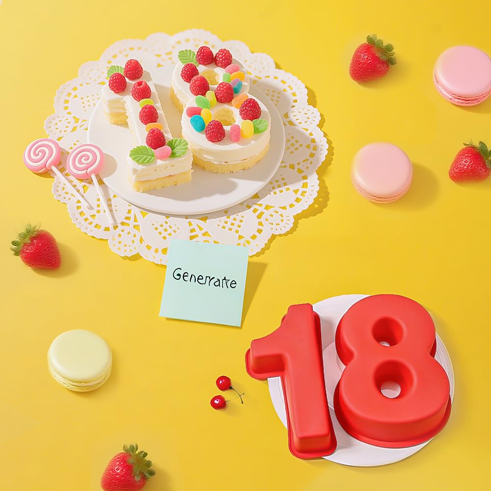 Silicone Number 8 Cake Mould Non-Stick Thickened Baking Mould – Red