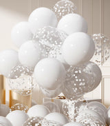Baloane din latex cu heliu și confetti pentru petreceri 30 cm, set 42 bucăți – Alb