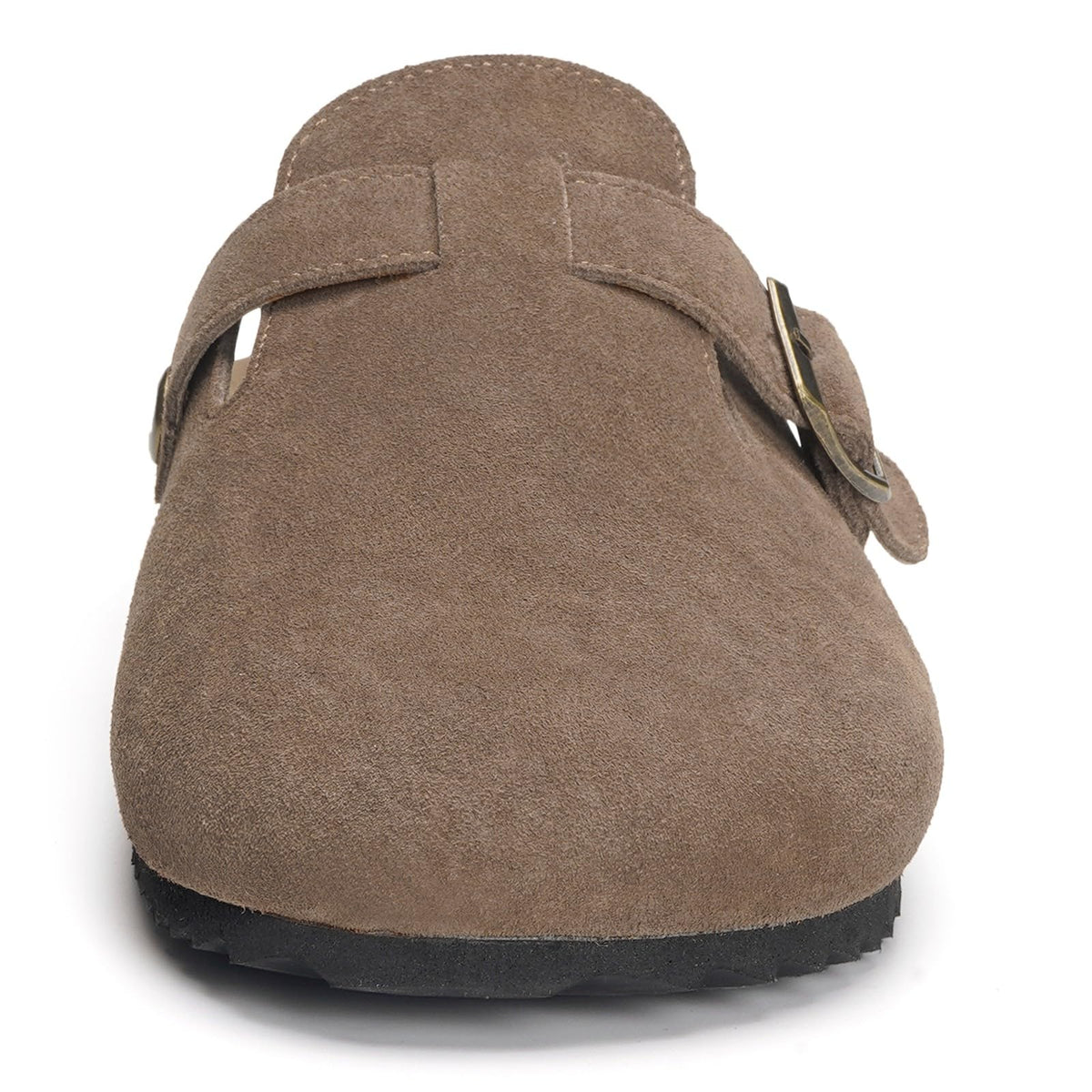Men's and Women's Clogs and Mules Closed Toe Cork Leather Slippers Garden Shoes Sandals with Adjustable Buckle Comfortable Dark Brown 39